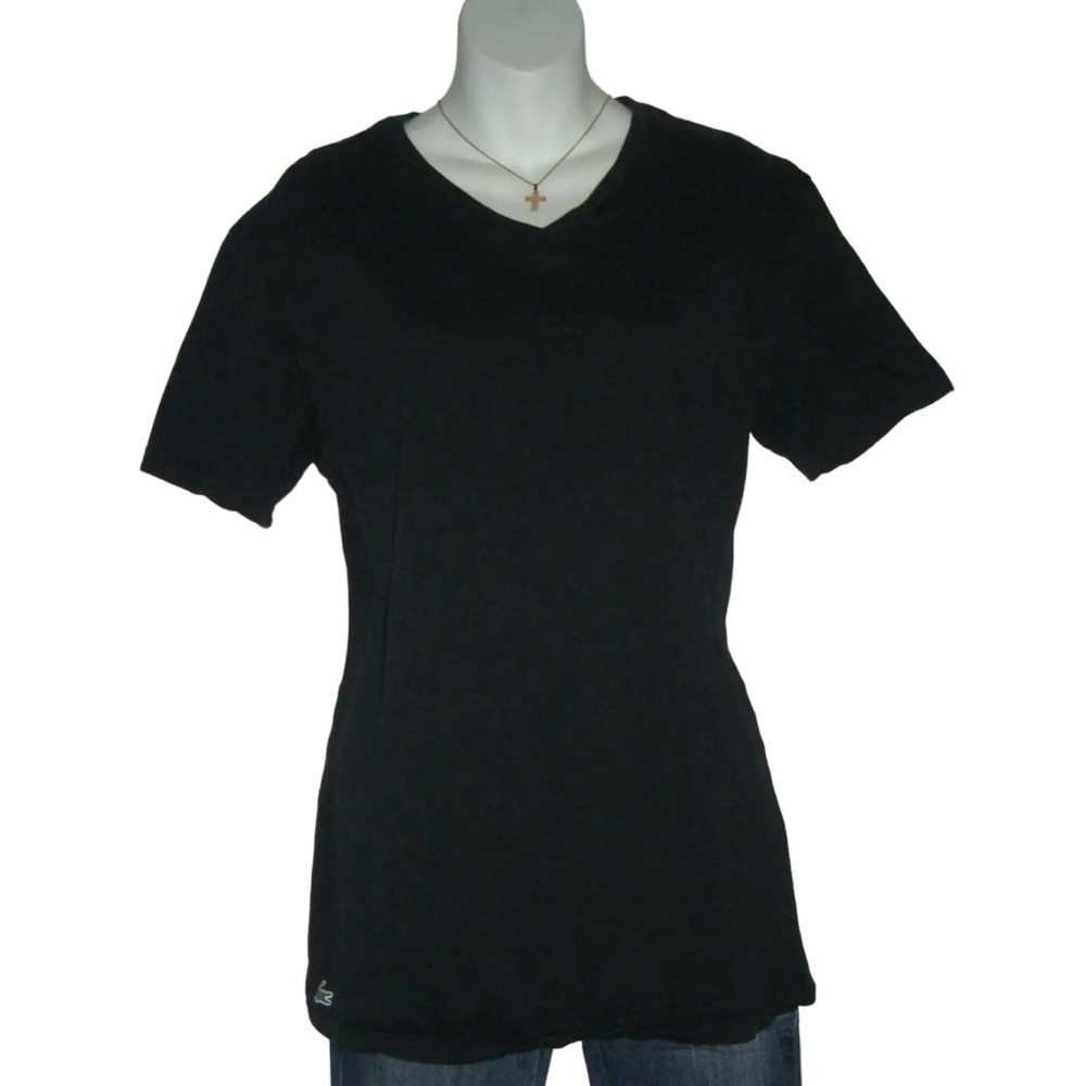 Lacoste Tee Shirt Black Unisex V Logo Preppy Prep School Dark Academia Casual M